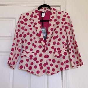 Les Copains - Bouganville Pink Polka Dot Blazer, Size 10 / 44
